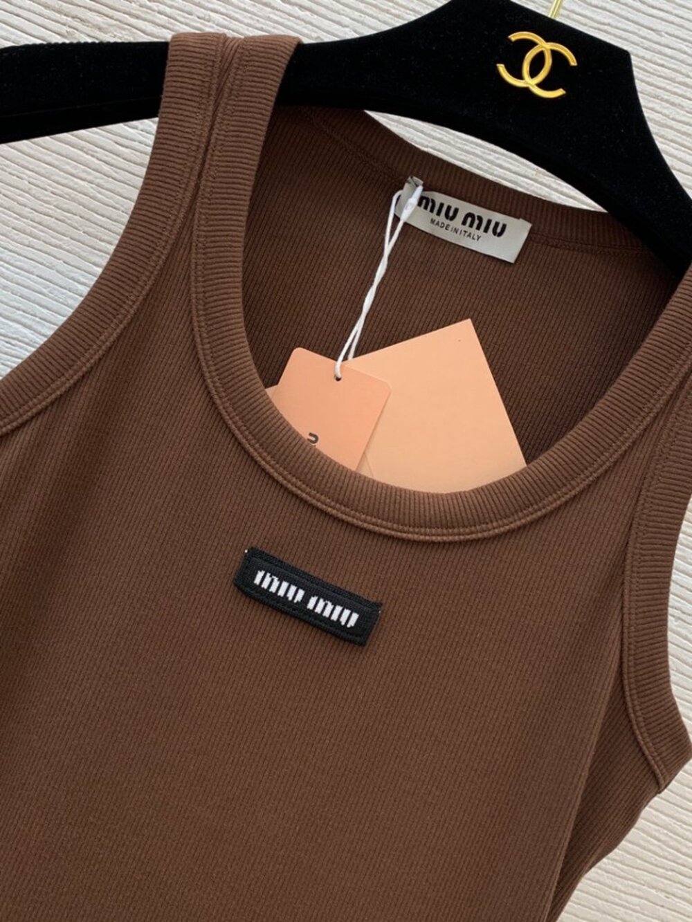 Miu Miu BrownTank Top with Logo - Picture 3 of 8